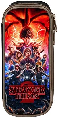 Large Capacity Double Zipper Stranger The Monster_Things Pencil Case Pen Bag Box Pouch Holder School & Office Supplies 8.3x3.5x2 (Inch) Black