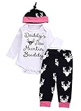 Newborn Baby Boys Animal Deer Print Bodysuit Romper+ Pants+ Hat 3PCS Outfit Set (0-3months, white)