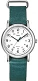 Timex Womens Weekender T2N915 Green Nylon Quartz Watch with White Dial