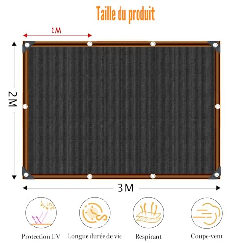 IMSGVIFO Shading Netting, Strengthens Thickening Shading Fabric, 80% to 90% Sun Protection Netting, Shade Sail for Plant Covering, Greenhouse, Pergola, Garden, Carport, Pet House, Lawn Patio, 2 x 3 m