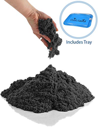 CoolSand Black 5 Pound Refill Pack - Including: 5 Pounds Moldable Indoor Play Sand, Storage Container and Inflatable Sandbox