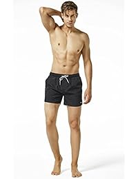 MaaMgic Bañador de pantalón corto sólido para hombre y niño, con forro de malla, de secado rápido