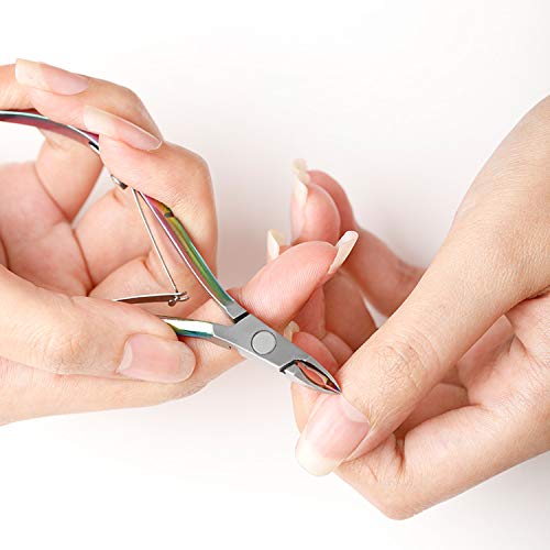 Cuticle Trimmer with Cuticle Pusher Scraper & Cuticle Pusher Peeler Rainbow-Colored Cuticle Remover Stainless Steel Cuticle Nippers Cuticle Cutter Scissors Manicure Tools Nail Cutters Clippers