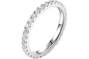 Delzzad S925 VVS1 Moissanite Stackable Eternity Ring Jewelry Perfect Birthday Mother’s Day Gift for Men Women Moissanite Jewelry Wedding Set