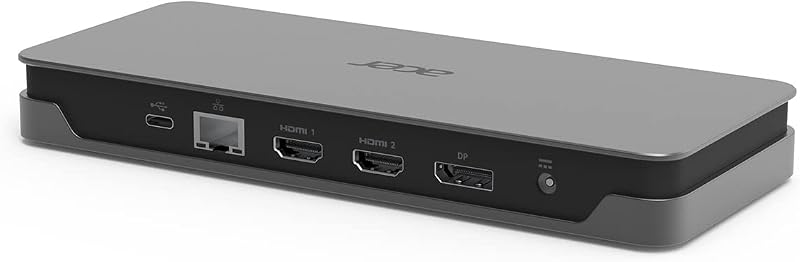 USB Type-C Gen1 Dock, Docking Station con porte USB Type-C con USB 3.1 Gen1, DisplayPort, HDMI, RJ-45, SD Card Reader, Cavo di Alimentazione EU, Grigio