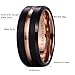 King Will DUO 7mm Mens Black Tungsten Carbide Ring Matte Finish 18K Rose Gold Plated Wedding Band Beveled Edge Comfort Fit