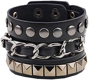 メンズ レザー ブレスレット 世界の人気ブランド メタル スタッズ チェーン ベルト Mj58 パンク アクセサリー ロック