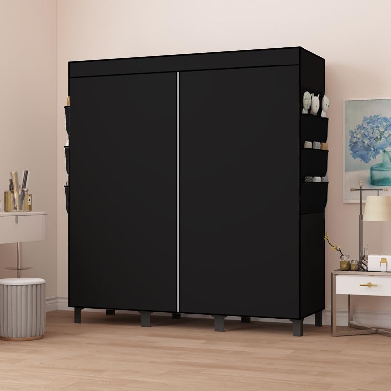lishbie Portable Wardrobe, Bedroom Wardrobe, Clothes Storage Box, Hanging, Suitable for Bedrooms, Dorms and Rental Homes