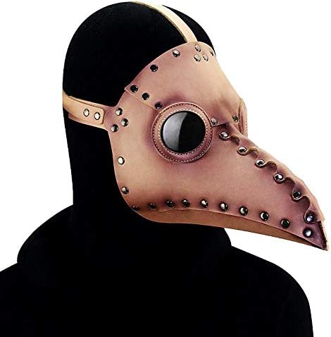 Halloween Party Mask, Brown PU Leather Steampunk Plague Bird Mask Plague Doctor Cosplay