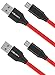 ASJXH [2-Pack 6ft] Micro USB Cable, Nylon Braided Tangle–Free, Fast Charging & Sync Cord for Android, Samsung, Kindle, Galaxy S7 S6 Edge, Note 5/4/ 2, HTC, LG G4, BlackBerry, Motorola, Sony(Red)