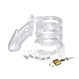 CB6000 Male Chastity Device, Penis Lock Cock Cage Made of Clear Transparent plastic for Men Bondage Fetish (5 Cock Rings)