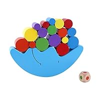 ViaGasaFamido Wooden Moon Equilibrium Game Colorful Balancing Blocks Toy Stacking Blocks Balancing Game Toy Parent-Child Building Blocks Toys for Toddler Kids Improve Hands-on Ability(Blue)