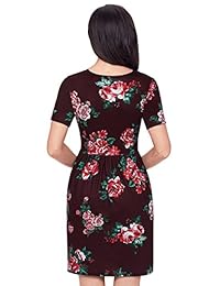 Swiland vestido para mujer corte en A, con cuello en V, manga corta, estampado floral, casual y estilo retro