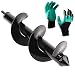 Blika Auger Drill Bit, Garden Plant Flower Bulb Auger 3" x 12" Rapid Planter with Garden Genie Gloves, Post or Umbrella Hole Digger for 3/8" Hex Drive Drill