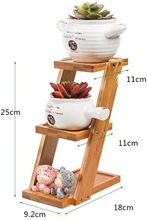 多肉植物の鍋ラックディスプレイ棚3層サボテンプランター用竹フレーム屋内用と屋外用 複数プラント用 色 A サイズ 9 2x18x25cm B07vgcfj 5 662円