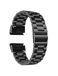 Correa de reloj Fenix 5, TRUMiRR de 1.024 in, de liberación rápida, de fácil ajuste, correa de acero inoxidable para Garmin Fenix 5 Forerunner 935 (FR935) Approach S60, Negro