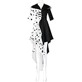 Adult Dalmatian Costume Deville Witch Cosplay Girls Gothic Dress Vintage Print Skirt Party Halloween Outfit for Women