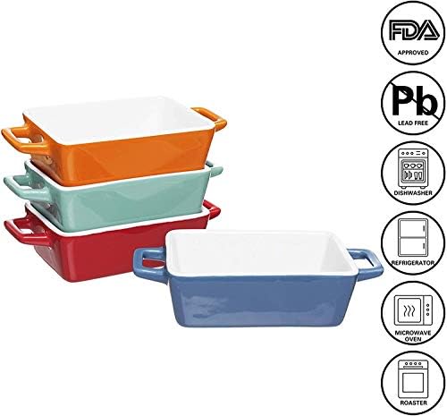 Rectangulaire à Tapas Lot de 4 petits plats de cuisson/plat à lasagnes/H5 (x 14 x 10 cm) et sans Mason Cash Spatule en bambou, spatule