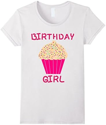 Women's Birthday Girl Cupcake Shirt Small White