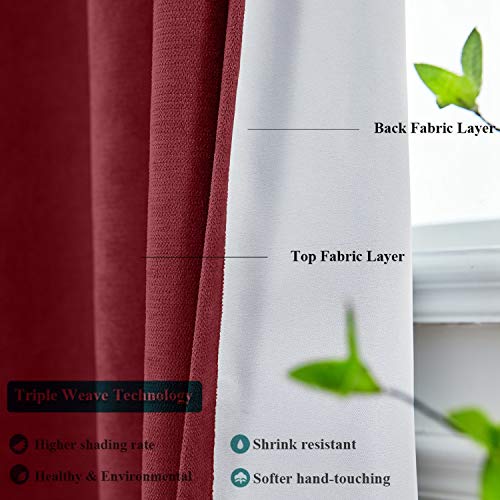 Macochico Extra Long and Wide Curtains 150" W x 102" L Polyester Cotton Drapery with Blackout Lining Pinch Pleated Drapery for Sliding Door Patio Door Living Room Burgundy (1 Panel)