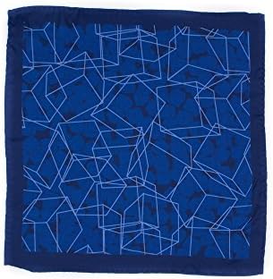 Italian Designed 100% Luxury Silk Pocket Square (Blue Squares)