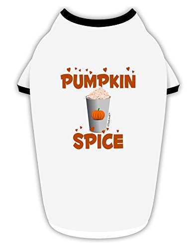 TooLoud Pumpkin Spice Latte Hearts Cotton Dog Shirt White with Black Large