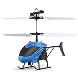 Leegor Mini RC Infraed Induction Helicopter Aircraft Flashing Light Electric Flying Toys For Kids USB Charged Airplanes Birthday Present Christmas Gift (Blue)