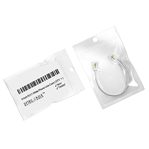 image for 6 Inch Premium Quality Telephone Cable, RJ11 Male to Male 6P4C Phone L