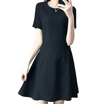 Amazon 半袖 Aライン ワンピース きれいめ フォーマル 黒 Ll 3l 4l
