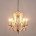 Farmhouse Wood Chandelier Candle Holder 5-Light Distressed White Wooden Chandelier French Country Rustic Chandelier Pendant Lighting with Adjustable Chain by Oaks Decor