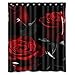 KXMDXA Glam Fire Red Rose And Black Leaves Waterproof Polyester Bath Shower Curtain Size 60x72 Inch