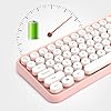 FELiCON-Wireless-Bluetooth-Keyboard-Compact-84-keys-Lightweight-KeyboardRetro-StyleMatte-TextureTypewriter-DesignCompatible-with-Android-iOS-Windowsfor-PCLaptopSmartphone-Pink FELiCON 308i Retro Wireless Keyboard, Bluetooth Silent Cute Computer Keyboard with Round Punk Compact 84 keys…