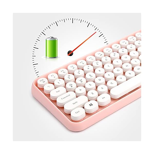 FELiCON-Wireless-Bluetooth-Keyboard-Compact-84-keys-Lightweight-KeyboardRetro-StyleMatte-TextureTypewriter-DesignCompatible-with-Android-iOS-Windowsfor-PCLaptopSmartphone-Pink FELiCON 308i Retro Wireless Keyboard, Bluetooth Silent Cute Computer Keyboard with Round Punk Compact 84 keys…
