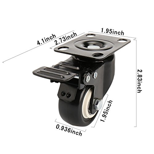 2 Swivel+Caster+Wheels+Locking+Polyurethane