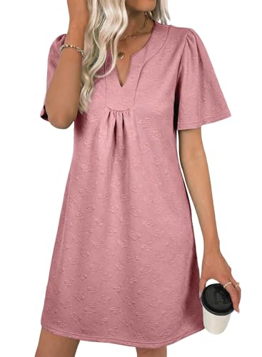 BLENCOT Womens V Neck Swing Dress