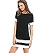 SheIn Women's Patchwork Short Sleeve Shift Tunic Dress Black Large
