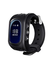 Jsbaby   Reloj inteligente para niños y niñas, reloj digital con botón SOS antipérdida, reloj inteligente, gran regalo para niños, podómetro, reloj inteligente para iOS y Android, Negro