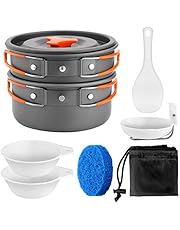 Odoland Mini Kit da Campeggio da Cucinare per 1-2persone, Posate Portabile,Adatta per Campeggio, Sopravvivenza,Escursione, BBQ, Picnic e Outdoor