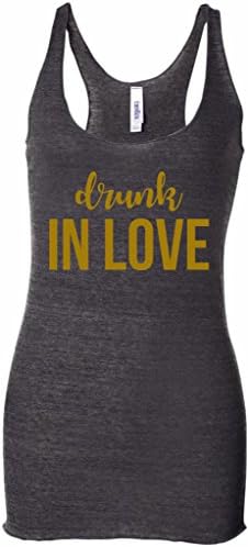 ' Drunk In Love ' &amp; ' Just Drunk ' Funny Bachelorette Party Racerback Tank Top (XL, Drunk Love-Charcoal)