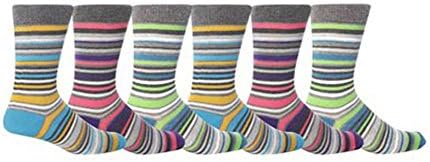 Mens Stripe Pattern Honeycomb Top Socks (Pack Of 3) (US 7-12) (Green/Mustard/Pink)