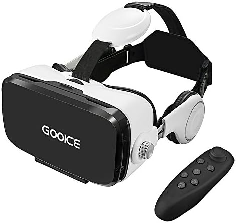 Gooice 3D VR Headset Virtual Reality Glasses,VR Goggles Built-in Stereo Headphones Microphone for 3D Movies Video Games Comfortable for iphone Samsung LG ZTE TCL Android Smartphones from 4.7-6.2 Inchs