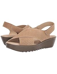 Skechers Sandalia de cuña con abertura en los dedos para mujer