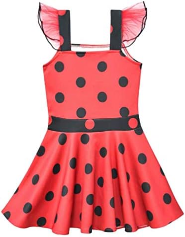 Rainawby Toddler Little Girls Princess Dress Outfit with Ruffle Sleeve for Moana- Ladybug Cosplay Costume Party Dress up