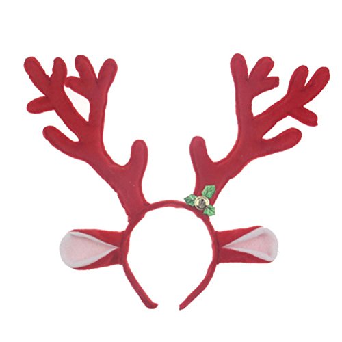 EBTOYS Reindeer Antlers Headband Christmas Headbands Party Cosplay Headbands (Red)