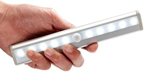 10 LED Motion Sensing Closet Lights, DIY Stick-on Anywhere Portable 10-LED Wireless Cabinet Night/ Stairs Light Bar with Magnetic Strip , Puck Lights(Battery Operated)