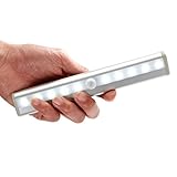10 LED Motion Sensing Closet Lights, DIY Stick-on Anywhere Portable 10-LED Wireless Cabinet Night/ Stairs Light Bar with Magnetic Strip , Puck Lights(Battery Operated)