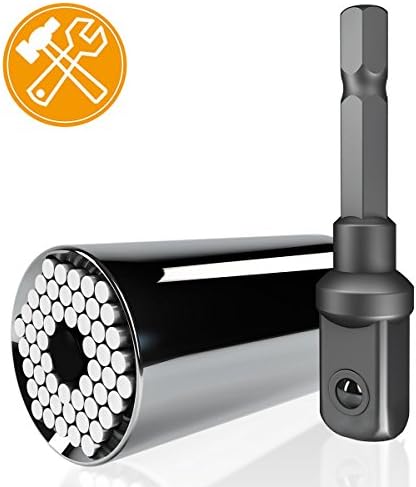 Universal Socket, WeGuard Mufti-function 7mm-19mm Professional Repair Tools, Compact and Durable Self Adjusting Ratchet For Power Drill Adapter - Sliver