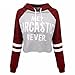 PHOTNO Hooded Hedging Blouse Women Long Sleeve letters printed sweatshirt jumper pullover sweater crop top