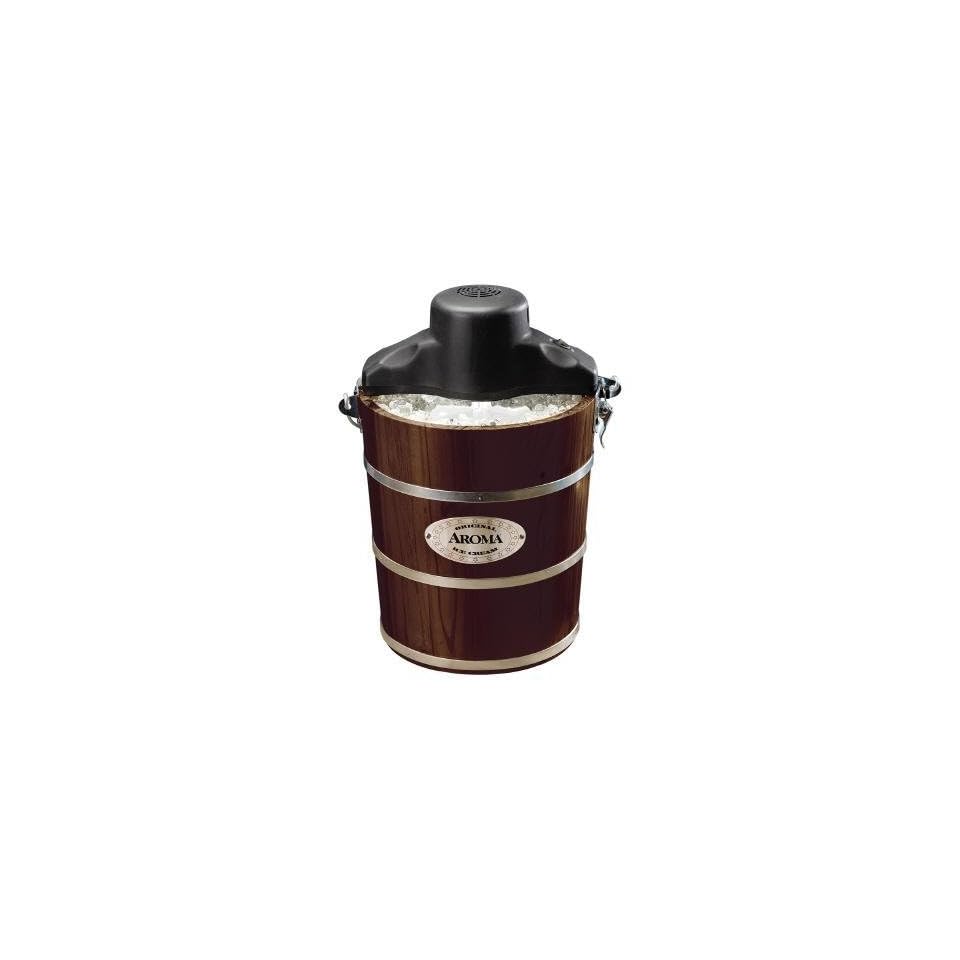 Aroma Housewares AIC 224W 4 Quart Wood Barrel Ice Cream Maker, Walnut