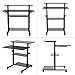 Wooden Mobile Standing Computer Work Station Desk Adjustable Height Rolling Presentation Cart Office Home Use (Black)